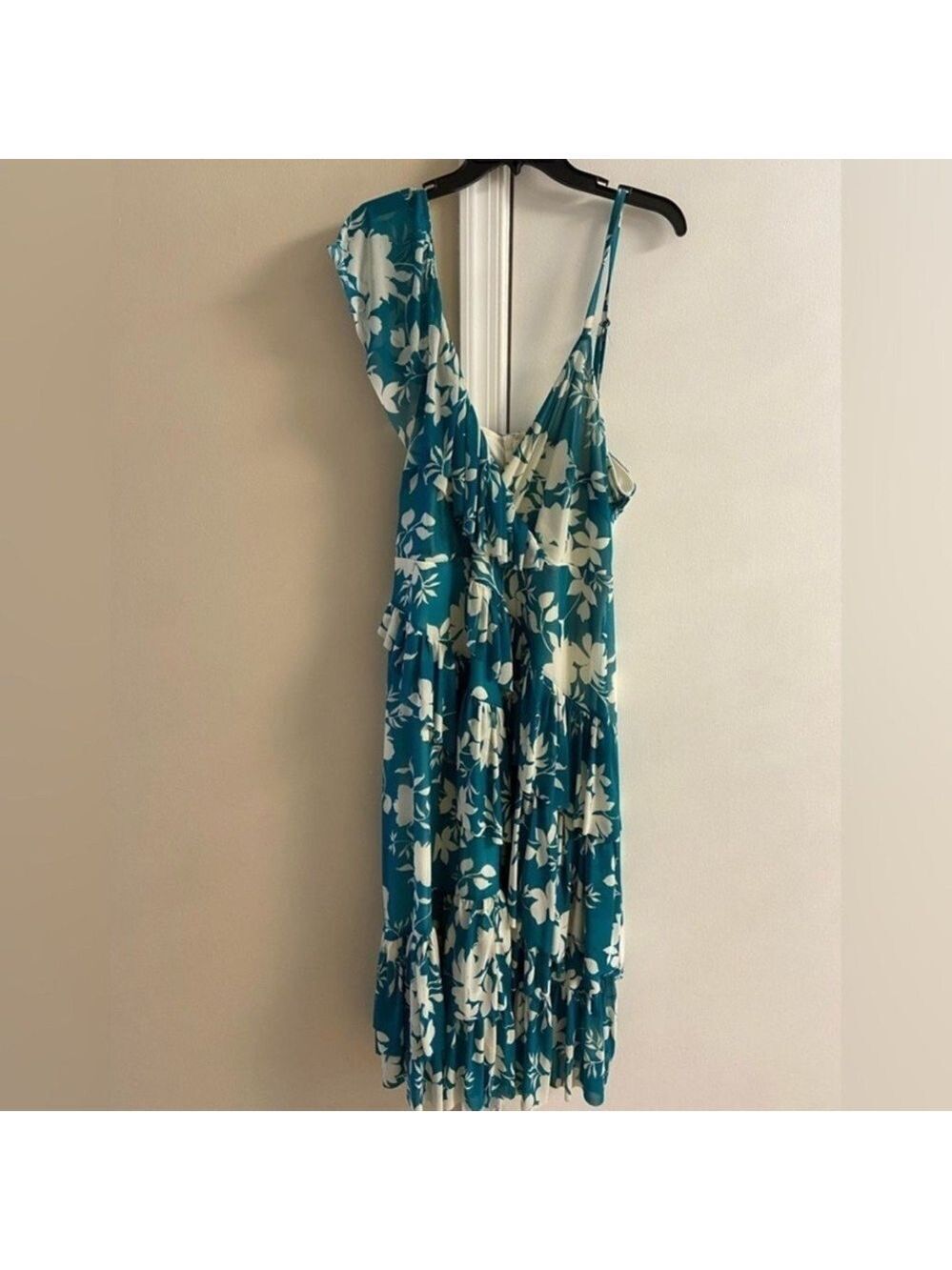 Torrid One Shoulder Floral Dress in Blue and White tiered 2X NWT